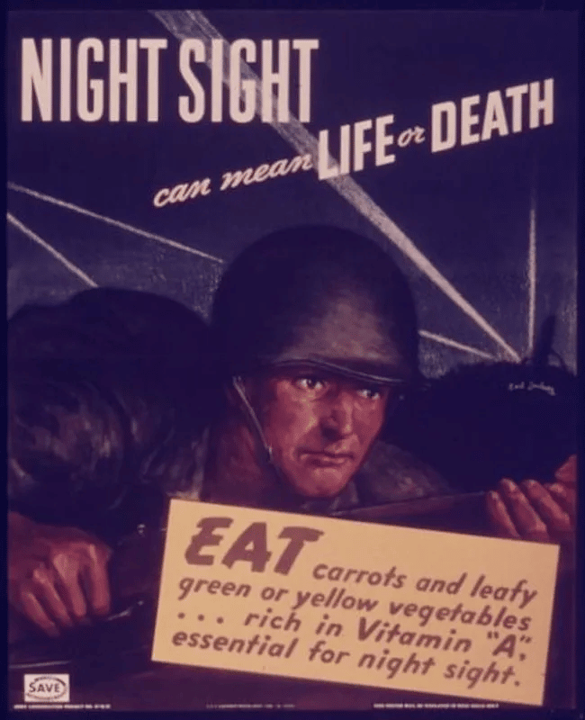 Affiche de propagande britannique pour promouvoir la consommation des carottes