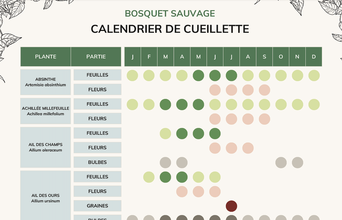 Calendrier de cueillette à télécharger en PDF